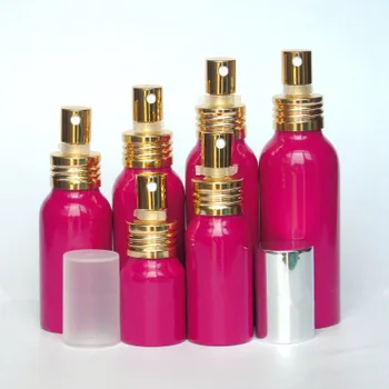 10шт 20-300 мл Розово-червен алуминий празен флакон-спрей пластмасов капак За оправяне на дребния Мъгла козметична банки-дозатор Проба на бутилката субпакета