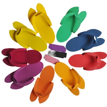 12 двойки за еднократна употреба порест каучук тапочек с различен цвят, педикюрные чехли за салонного спа-педикюр, чехъл-чехли за краката