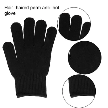2/3/5 Черна топла ръкавица за плойки - професионален инструмент за термична стайлинг, равномерно покритие на пръстите