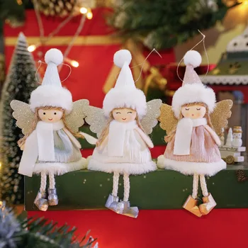 2023 Коледна украса, изделия ръчна изработка, Плюшен кукла-ангел, висулка във формата на елхи, Украса за дома, Празнични подаръци