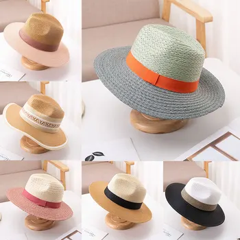 2023 Нов набор от сламени шапки, чанта през рамо, цветен набор от слънцезащитни шапки, Панама, градинска и плажна мъжки и дамски пътна сламена шапка шапка дамски
