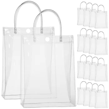 25 Бр. Прозрачни подарък торбички с дръжки, прозрачни леки закуски, вертикална секция, PVC Пластмаса, за закупуване на партита