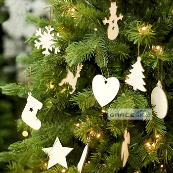 50 броя Нови дървени висящи украси за Коледната елха, подарък Дървена табела с коноп за зъби, украса за новогодишната партита