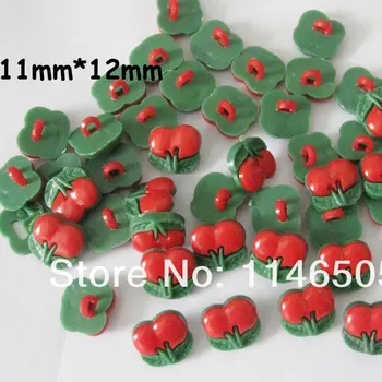 50шт застежек копчета Кавайные червени копчета във формата на ягоди Детски аксесоари найлонови копчета 11 мм * 12 мм