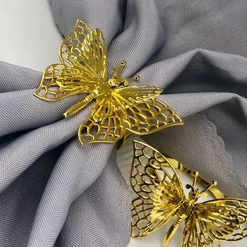 6шт Златни пръстени за салфетки с пеперуди Украса на Сватбената маса Хотел Банкет Вечеря Притежателя кърпички Аксесоари за Коледното парти Подарък