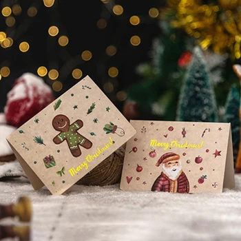 6шт Поздравителна картичка весела Коледа с плик пощенски Картички, Покани, Коледни Коледни картички