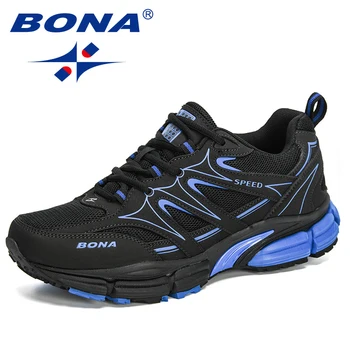 BONA 2023 Нови дизайнерски Екшън-кожени маратонки, Мъжки Маратонки, Спортни обувки за спортни пеша Обувки за бягане, Мъжки маратонки