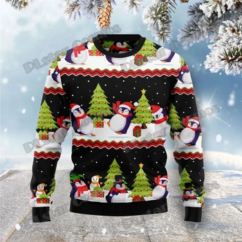 PLstar Cosmos, Сладък пингвин, Модерен мъжки коледен пуловер с 3D-принтом, Зимни всекидневни вязаный пуловер Унисекс, пуловер MYY45