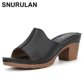 SNURULAN/ Дамски чехли, обикновен дамски сандали на танкетке на дебелите ток, Ново 2021 г., лятна мода, Удобни ежедневни дамски плажни обувки на открито