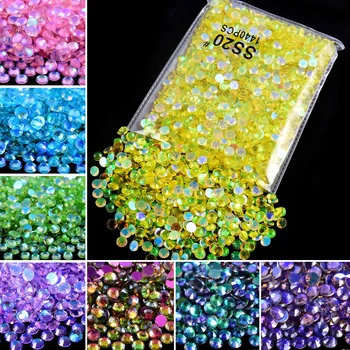 SS3-SS30 Aurora Yellow Glitter, кристали, без лепенки, кристали и Кристални, с фиксирана облегалка, аксесоари за нокти-арт, диаманти за обувки, ключодържатели за нокти.