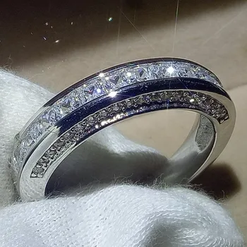 Victoria Vintage Мода бижута от бяло злато, изпълнен напълно Прозрачен Цирконием 5A Нарязани на Принцеса, с Квадратно Циркониевое пръстен CZ, Женски Венчален пръстен, подарък