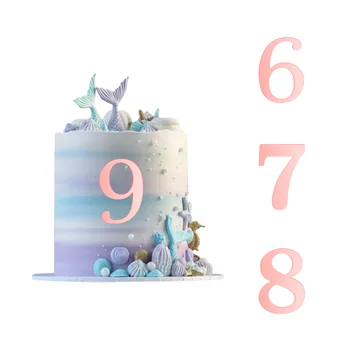 Акрилни topper за торта с номер 0 ~ 9 от розово злато, декорация на торта за рожден ден