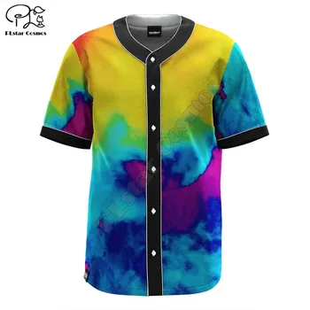 Бейзболна фланелка с цветни вихрови на кубчета, тениски от бейзболна тениски с 3D принтом, блузи в стил хип-хоп