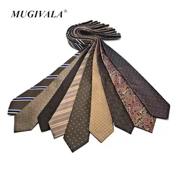 Вратовръзка MUGIVALA 8 см, мъжко официално облекло, бизнес цвят каки, шампанско, кафе, шарени, професионален яка на ризата, вратовръзката е ръчна изработка