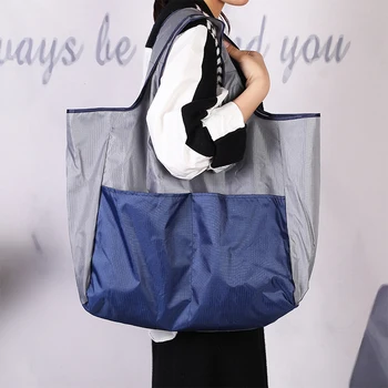 Голяма сгъваема пазарска чанта с голям капацитет за многократна употреба портативни водоустойчив хранителни модни чанти през рамо чанта за пакетирана храна