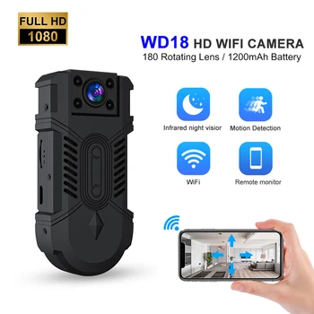 Гореща Продажба WD18 Wifi Body Camera HD 1080P Secret Cam Монитор Със Завъртане На 180 ° Градуса Безжична Имат Мини Камера Espia 4K