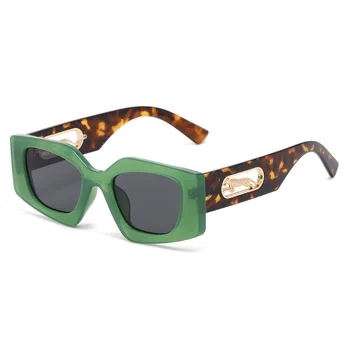 Дамски квадратни слънчеви очила в уникална леопардово-зелени ръбове, Мъжки реколта очила с UV400, дамски модни очила Unsiex