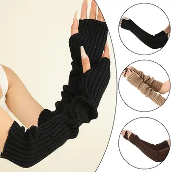 Дамски модни възли ръкавици, зимни топли ръкавици на полпальца, удобни обикновена възли ръкавици в готически стил, Аксесоари за дрехи