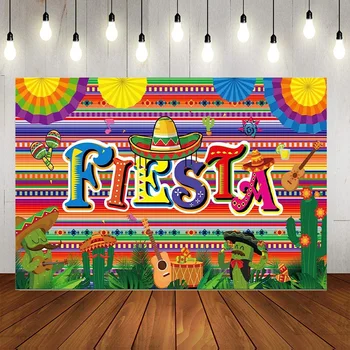 Декор за парти Фиеста, Фон за снимки, Фотокарнавалы, ярки цветове, банер на мексиканска тема, парти по случай рождения ден