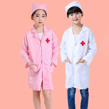 Детски дрехи за cosplay момичета и момчета, униформи на лекар и медицински сестри, необичайни костюми за ролеви игри на Хелоуин за деца, халат за баня-р-Високо качество
