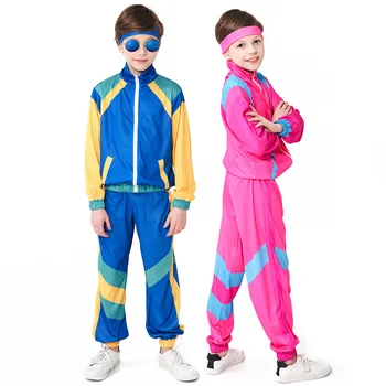 Детски унисекс костюм за Хелоуин, син костюм във формата на миди, облекло за момичета 2023, розов спортен костюм 80-те години на детски костюм