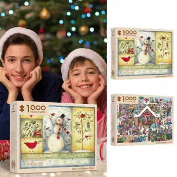 Дървени Коледни Пъзели с Обратното броене на времето 1000шт Пъзели С Обратното броене на времето Календари с обратно броене Време Детски Семейна Коледна играчка, Подарък-Изненада