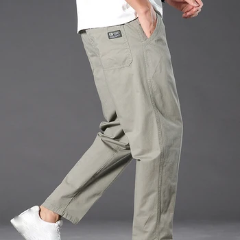 Ежедневни панталони за мъже, бащи на средна и в напреднала възраст, пролет однотонная работно облекло свободно намаляване с права тръба, оверсайз