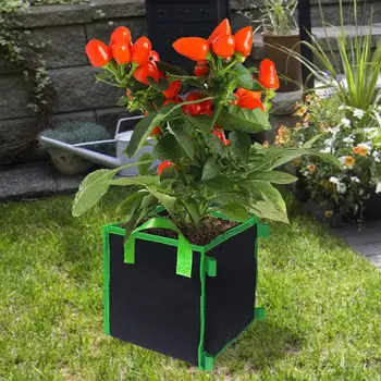 Екологично Чисти квадратни торби за отглеждане, за Многократна употреба саксии за засаждане от дебел плат с дръжка, саксии за цветя от нетъкан текстил за градината на открито