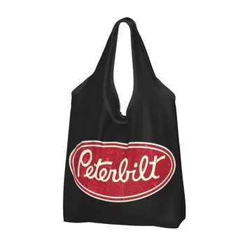 За многократна употреба реколта чанти за пазаруване Peterbilt Truck Car Racing за продукти, сгъваеми чанти за храни, да пере големи чанти-тоут