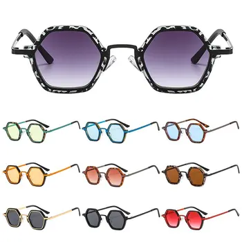Защита UV400, малки полигональные слънчеви очила, модни слънчеви очила в метални рамки в стил хип-хоп Y2K, унисекс, пънк-нюанси за жени и мъже