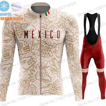 Зимна отбор на Мексико 2023 Комплект Велосипеди тениски с дълъг ръкав Реколта Национална Велосипедна Реколта дрехи За автомобилния състезания Велосипедна яке Костюм МТБ
