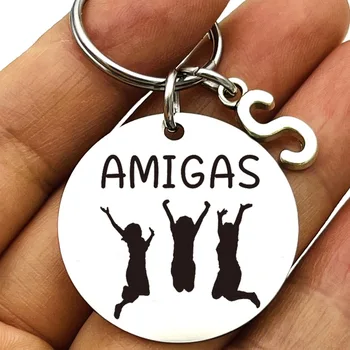 Испански Amigas Saltando Подарък за сестра, Подарък за най-добрия си приятел, Ключодържател, за приятелство, Най-Gif-картинки