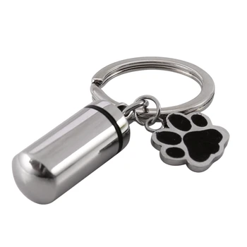 Ключодържател-цилиндър за кученце-шарма от неръждаема стомана 4X за паметника на пепельных коса с набор от пълнители и чанта