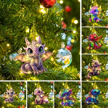 Коледа акрилни украса във формата на яйце на дракон, Коледни Подвесное украса във вид на елхи, Коледни украси за партита 2024