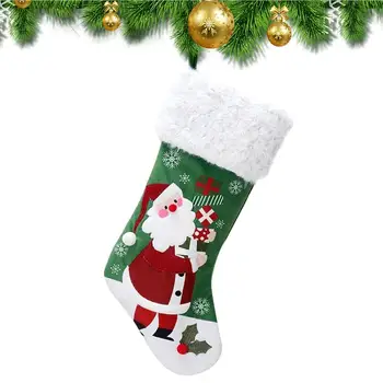 Коледна украса за отглеждане, подарък пакет за парти, торбичка за бонбони на Дядо Коледа, за украса на Коледна елха, Коледни чорапи, Текстилен чорап на Дядо Коледа