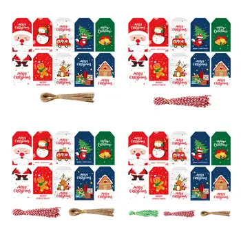 Коледни етикети Хартиени подаръчни етикет с прикрепен с канап Творчески висящи етикети, Етикети за опаковане на празничен подарък Празнично услуга