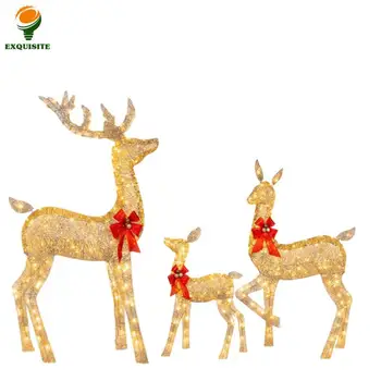Коледни лампи с елени, украса на двора, Коледно Led лампа, Празничен декор, лека нощ, Креативни Коледни Подаръци Злато