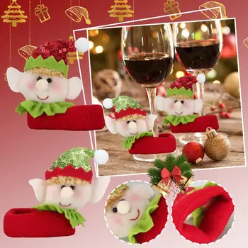 Коледни чаши за вино, украса, Винарска купа, Подарък кутия, Купа, украсена чаша, Подаръци, Коледни стъкло, Коледна елха W2A4