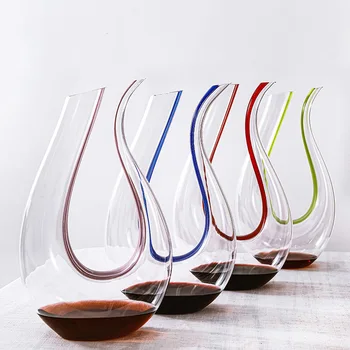 Креативна U-образна Бутилка За Вино с Цветни Ленти, Потребителска Опаковка За Вино, Европейският Висококачествен Гарафа От Кристално Стъкло, 1500 мл