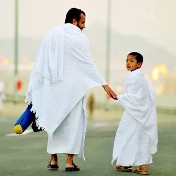 Кърпа за поклонение Ихрам, 2 броя, мюсюлманска арабски дрехи за хадж, мъже ислямски костюми за молитва на Рамазан, Джубба Тоби, Близък Изток