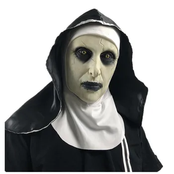 Латексова маска на Монахиня С шал, Разпятие, Ужасяващи Маски за лице, Страшен Cosplay, Трилър, Антифаз, Двойка Фиеста, Спирала, Кръст