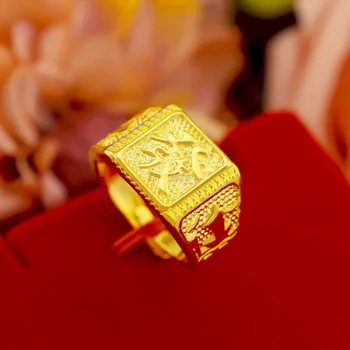 Магазин за злато с пръстен от злато, проба 999, регулируема мъжки пръстен от 5D този злато, плавно плуване, властное мъжки пръстен