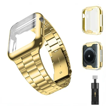 Метална каишка + мека обвивка за Apple watch 8 7 45 мм 41 мм 6 5 4 se 44 мм 42 мм от неръждаема стомана гривна за iwatch 3 42 мм 38 мм