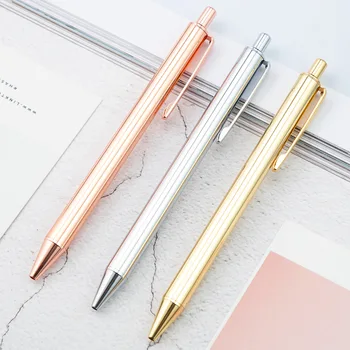 Метална химикалка писалка 3ШТ, дръжката е от розово злато, Канцеларски принадлежности с логото на поръчка, бизнес подарък, има надпис гравиран с името, ученически и офис консумативи