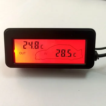 Мини термометър 12 с цифров задно осветен LCD дисплей, м вътрешната и външната температура на автомобила, Термометър-влагомер, автомобилни аксесоари