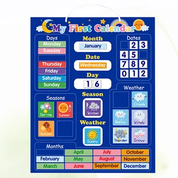 Модул за обучение плакат - Джобен размер график на времето на английски език, Магнитен Календар за гладене, Окачен календар за детска стая в общежитието, предучилищна възраст