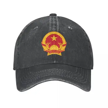 Мъжка бейзболна шапка с емблемата на Виетнам, Выстиранная въглен от Деним, Класически Реколта Памучен шапка на татко шофьор на камион Унисекс за възрастни
