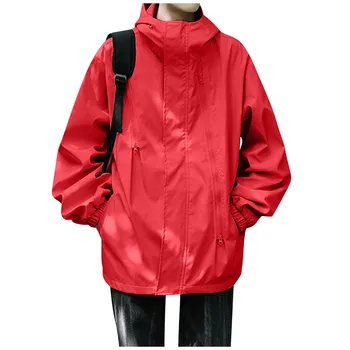 Мъжко зимно яке, однотонная градинска ветрозащитная яке за планинско катерене, работни дрехи, палто с качулка с дълъг ръкав 신상재킷