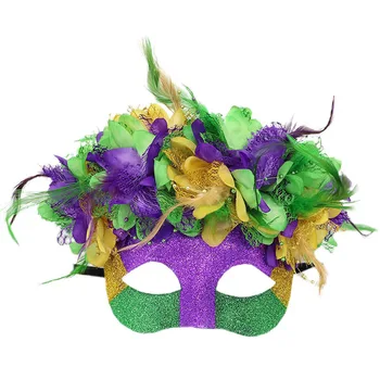 На парти в чест на Деня на Свети Патрик, маска от пера и цветя, Ирландският празнична серия, атмосфера, украса за карнавал партита, полу-маска, маска за очи