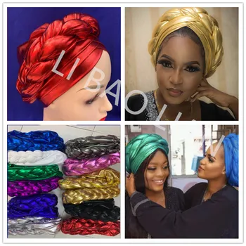 Най-популярната африканска главоболие превръзка от неопрен за партита auto gele Pretty nigeria turban, превръзка на главата вече е свързана, африкански главоболие, превръзка, шапка 12 бр. / опаковане. 11-3